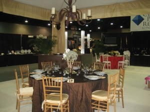 Fall table with wrought iron chandelier