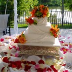 Square Wedding Cake with Fresh Lilies