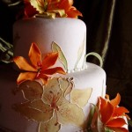 Wedding Cake with Orange Lilies