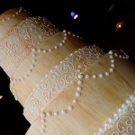 Marbled Wedding Cake with Pearls and Swirl Detail