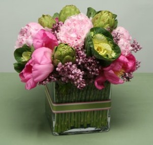 Spring Centerpiece with Asparagus and Artichokes