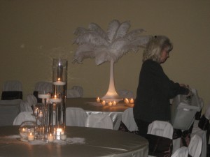 Feather and Candle Wedding Decor