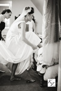 Bride getting ready for her wedding