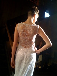 Claire Pettibone lace back wedding gown