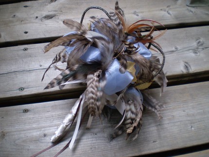 blue and brown feather bouquet blue and brown feather bouquet 5 Out of the Ordinary Wedding Bouquets