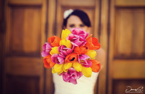 yellow -orange-pink-wedding-bouquet yellow and orange e1354632366829 Sunshine in Your Hands: Sunny Yellow Wedding Bouquets