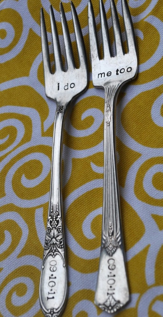 Personalized Cake forks for your wedding Cake forks 529x1024 5 Really Cute, Totally Do able DIY Wedding Projects